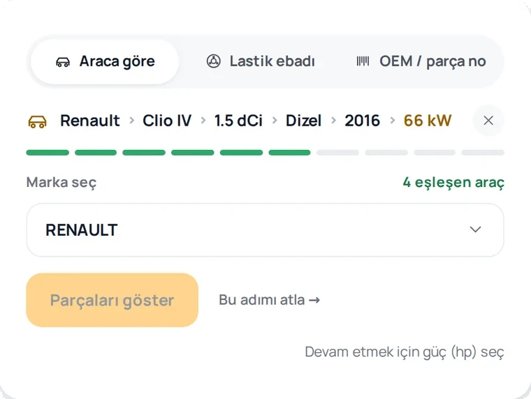 Araç seçimi: Renault › Clio IV › 1.5 dCi › Dizel › 2016 › 66 kW, 4 eşleşen araç